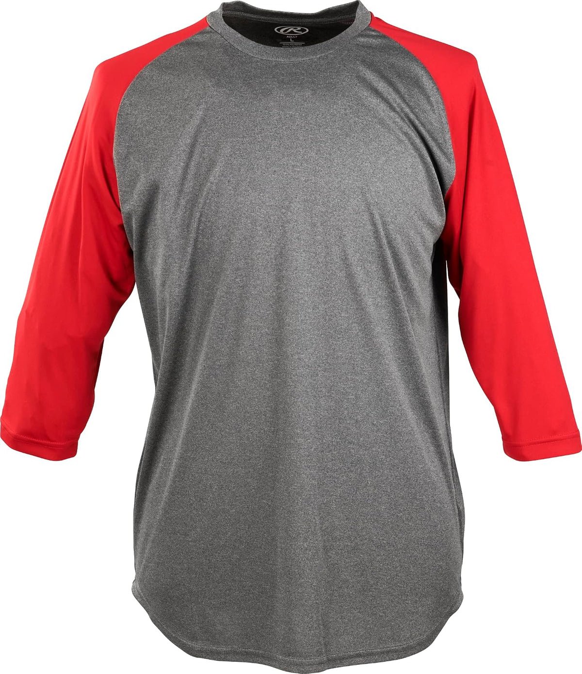Rawlings Camisa de Béisbol Manga 3/4 para Hombre - Grafito, escarlata - M