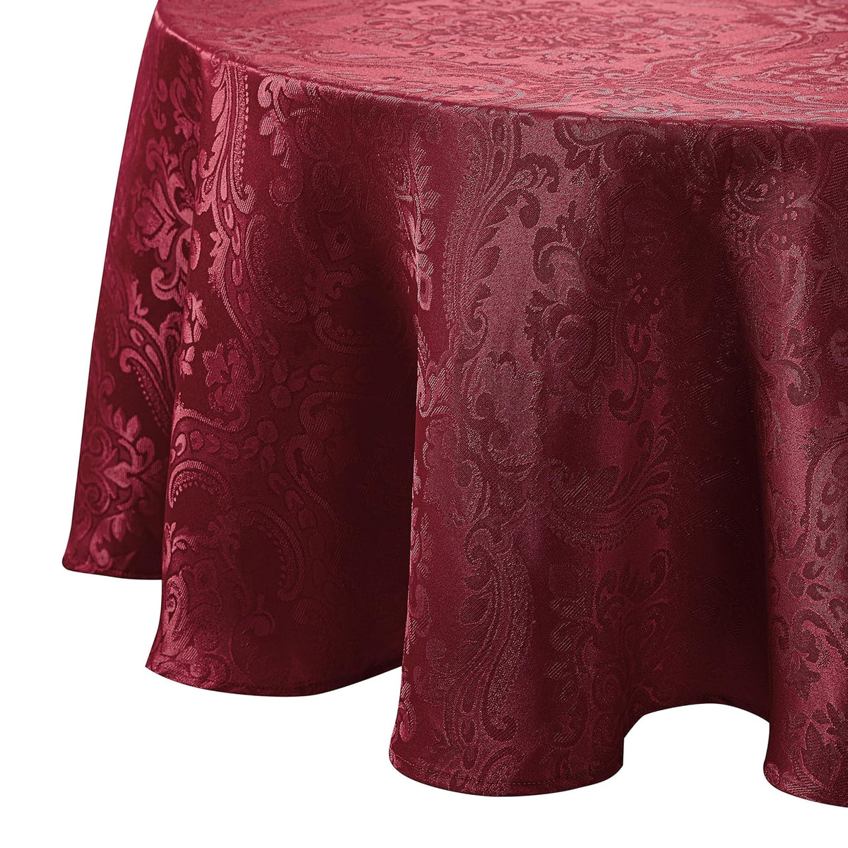 Elrene Home Fashions Caiden Elegance - Mantel de Damasco Resistente al Agua y Manchas - Arándano - 213.4 x 152.4 cm (Ovalado)