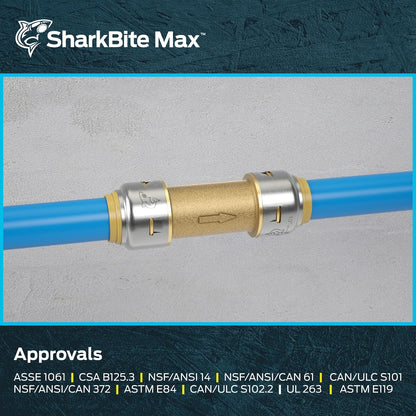 SharkBite Max - Válvula de retención de 1 pulgada, ajuste de fontanería de latón a presión para conectar, tubería PEX, cobre, CPVC, PE-RT, HDPE, UR2020A