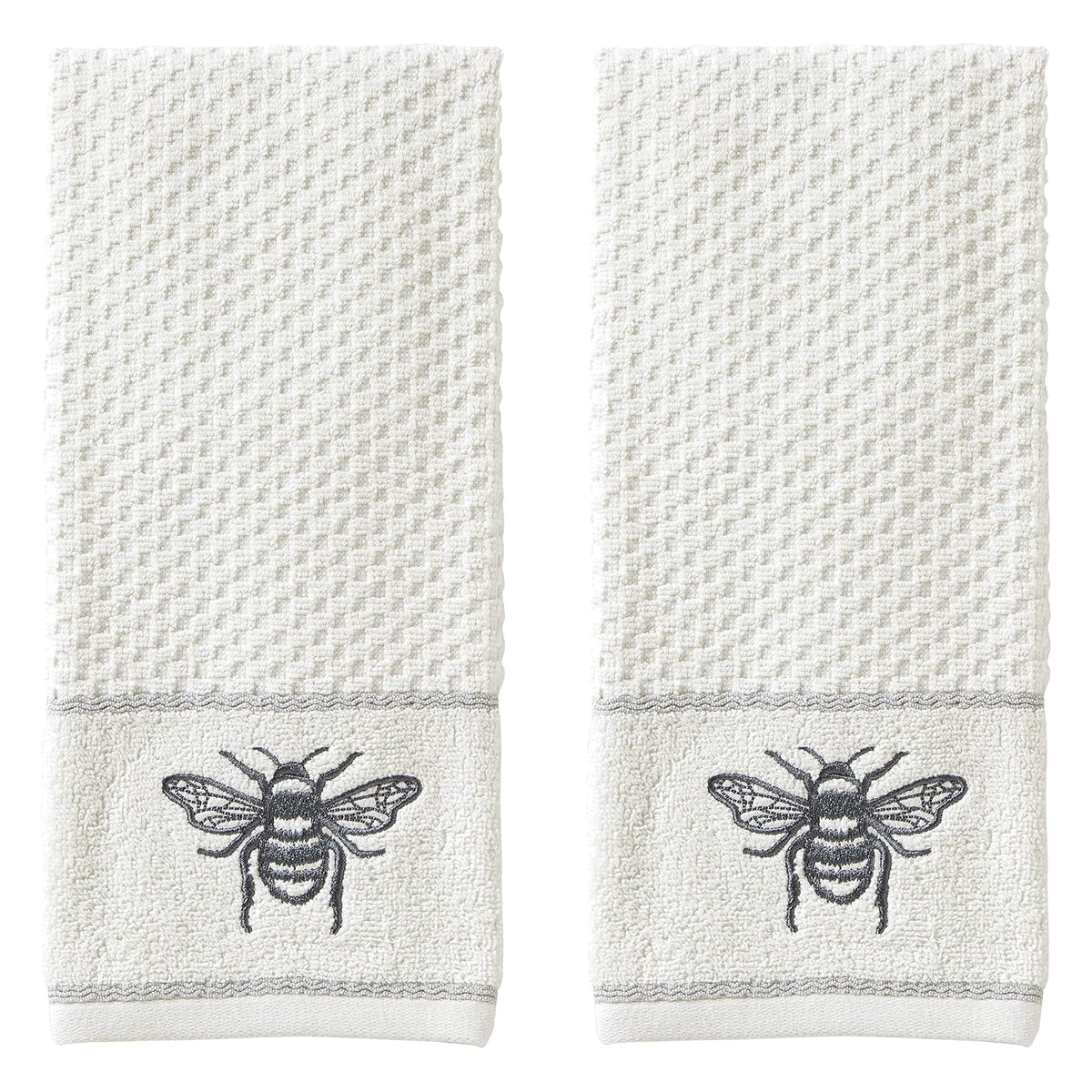 SKL Home Farmhouse Bee - Juego de Toallas de Mano, Color Blanco, 16 x 25 Pulgadas