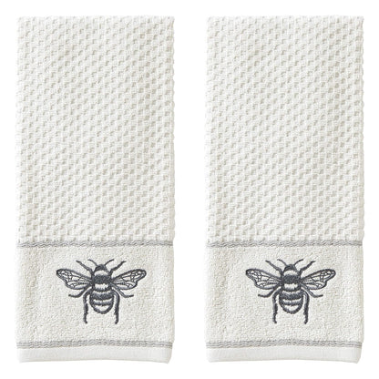 SKL Home Farmhouse Bee - Juego de Toallas de Mano, Color Blanco, 16 x 25 Pulgadas
