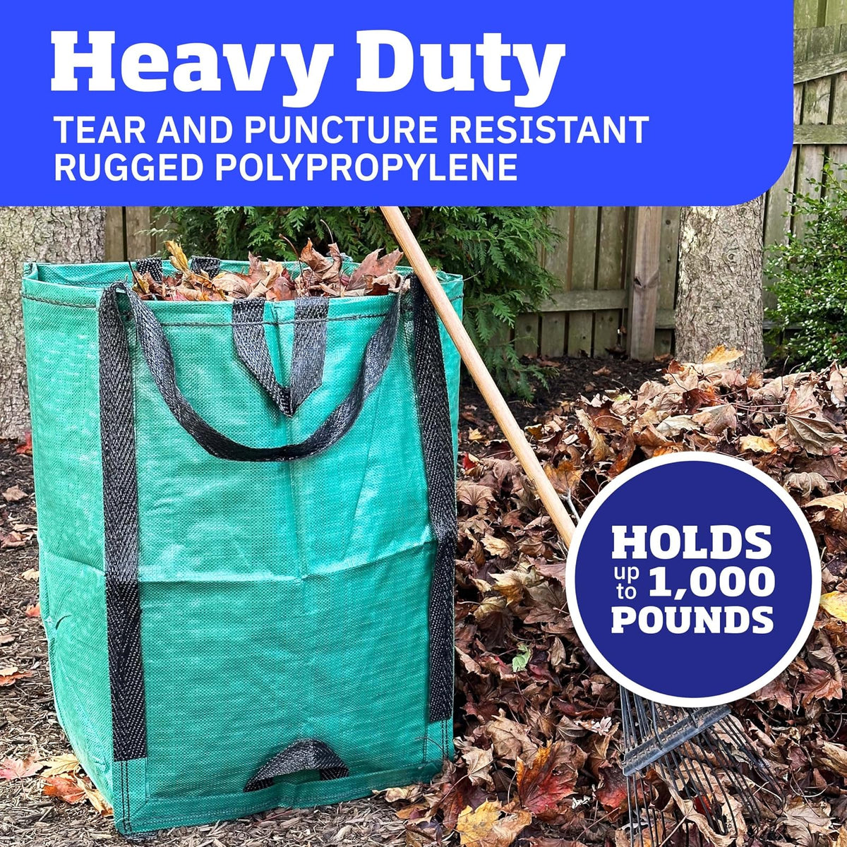 DURASACK Heavy Duty Home & Yard Bag-48 Gallon Woven Polypropylene Bag Reusable Lawn and Leaf Garden Bag (Pack of 1,Green),BB-2028CTN