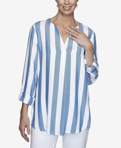 Ruby Rd. Top de Rayas Cabana Camisa Tipo túnica para Mujer