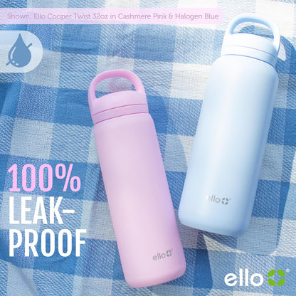 Ello Cooper Twist - Botella de agua de acero inoxidable de 18 onzas con tapa de chug, a prueba de fugas, doble pared y aislada al aspiradora, se adapta a portavasos de automóvil, bucle de transporte