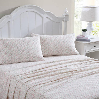 Laura Ashley Home - Juego de sábanas de Franela de algodón, Cepillado para Mayor suavidad y Comodidad (Evie Rosa, 3 Piezas, Individual)