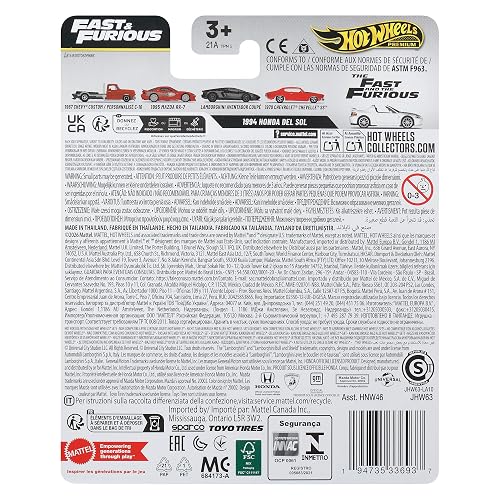 Hot Wheels Collector Vehículo de Colección Auto Rápidos y Furiosos Honda del Sol 3+