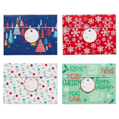 American Greetings - Tarjeteros de regalo de Navidad, copos de nieve, acebo y árboles de Navidad (12 unidades)