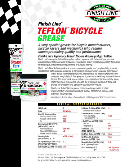 Finish Line Grasa Teflon Finish line, 100 G + lubricante y Desengrasante 1 Step, 120 ml
