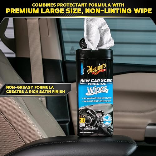 Meguiar's Toallitas Protectoras de Olores 30 Unidades | Para automóvil, fáciles de usar, protegen y refrescan interior, ideales para detalles y mantenimiento