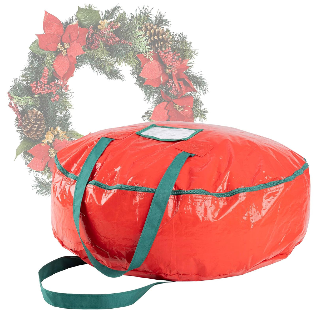 Elf Stor - Bolsa de Almacenamiento para Adornos de Navidad, Color Verde, de Lujo, 1013 Corona Xmas Premium, Rojo, 24 Pulgadas, 1