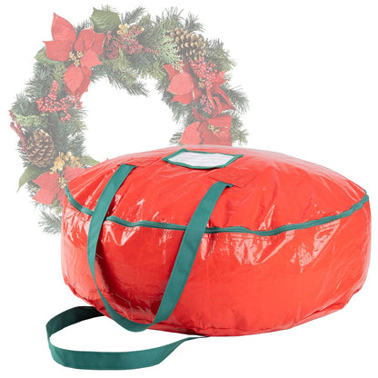 Elf Stor - Bolsa de Almacenamiento para Adornos de Navidad, Color Verde, de Lujo, 1013 Corona Xmas Premium, Rojo, 24 Pulgadas, 1