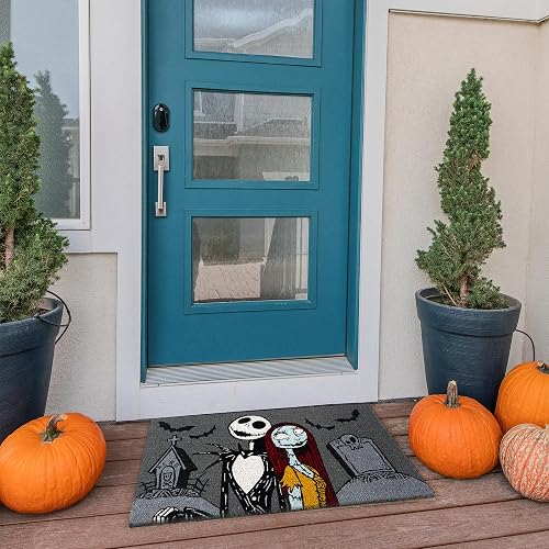 Gertmenian Nightmare Before Christmas - Felpudo de de 2 x 3 (Paquete de 2), Ideal para Zonas de Alto tráfico en Puerta Delantera, cochera, Entrada, Pesadilla de /Jack & Sally,