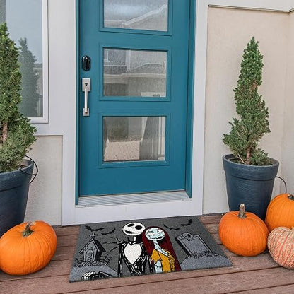 Gertmenian Nightmare Before Christmas - Felpudo de de 2 x 3 (Paquete de 2), Ideal para Zonas de Alto tráfico en Puerta Delantera, cochera, Entrada, Pesadilla de /Jack & Sally,