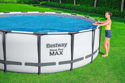Bestway - Cubierta Solar Redonda para Piscina sobre el Piso, 3,96 m x 4,27 m x 4,57 m