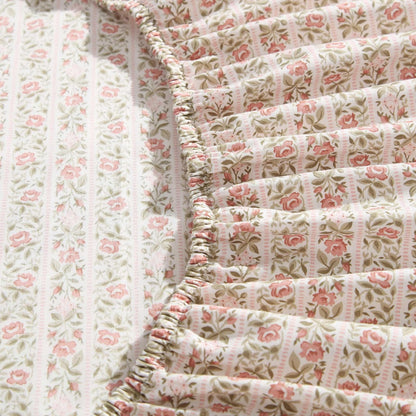 Laura Ashley Juego De Sabanas De Percal 200 Hilos | Tamaño Queen, Rosa A Rayas Marta, Certificado Oeko-Tex, Incluye Sabana Encimera Y Bajera, Con Fundas De Almohada