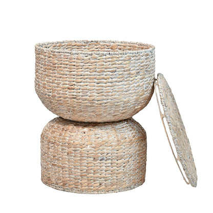 happimess Bhola - Mesa Decorativa de Almacenamiento, 18 Pulgadas Ancho x 18 Pulgadas. Profundidad x 21.5 Pulgadas. H, Lavado Blanco