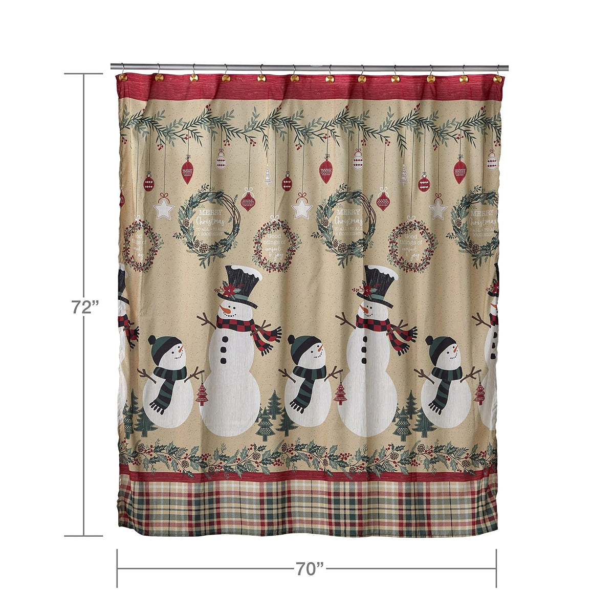 SKL Home - Cortina de Ducha rústica de muñeco de Nieve para Navidad, Invierno, Regalo, Multicolor