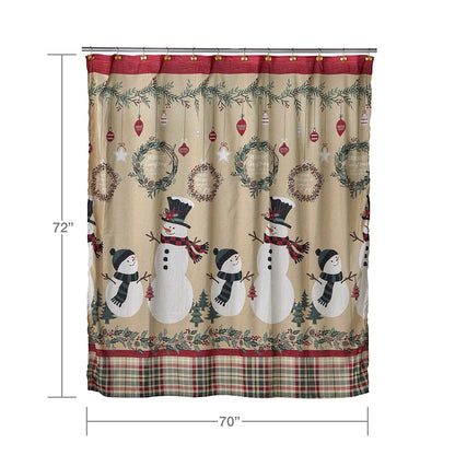 SKL Home - Cortina de Ducha rústica de muñeco de Nieve para Navidad, Invierno, Regalo, Multicolor