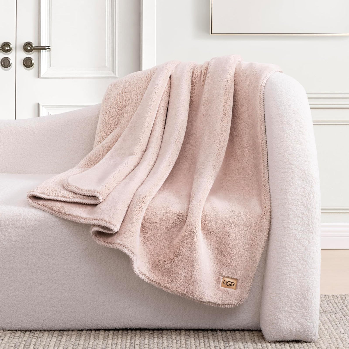 UGG Whitecap - Manta de Felpa de Forro Polar, Ligera, Suave, acogedora para sofá, decoración del hogar de Lujo para Sala de Estar, Lavable a máquina, Mantas de Franela hipoalergénicas, 50 x 70