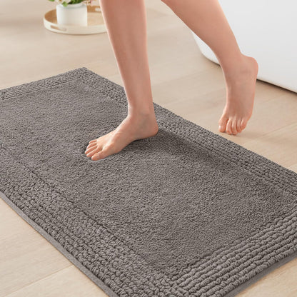 Madison Park Splendor Alfombra de baño reversible 100% algodón, 3000 g/m², lujosa alfombra de baño de felpa de pelo medio, absorbente, de secado rápido, decoración de cuarto de ducha, 24 x 44 pulgadas - 2'6" x 1'8" (Rectangular) - Gris antracita