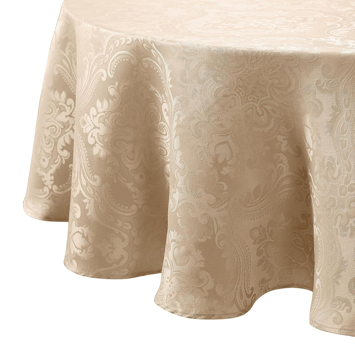 Elrene Home Fashions Caiden Elegance - Mantel de Damasco Resistente al Agua y Manchas - Gris pardo - 177.8 cm (Redondo)