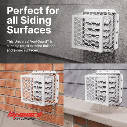 HY-C RVG-DVG VentGuard universal de acero inoxidable, 100% malla de acero inoxidable 304, fácil instalación, 7 pulgadas de largo x 7 pulgadas de ancho x 5 pulgadas de alto, acabado de recubrimiento en polvo blanco