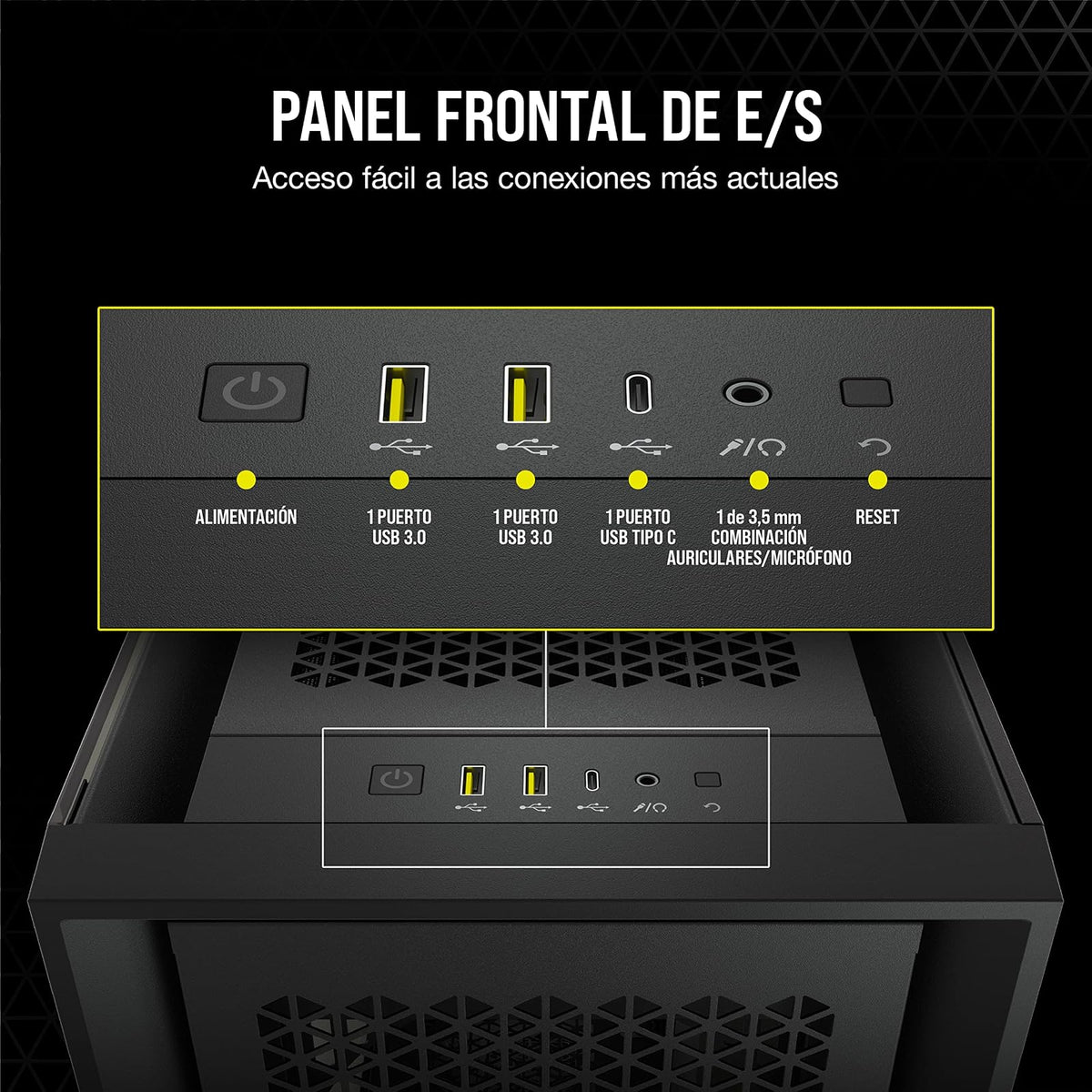 Corsair 5000D Airflow Caja de PC ATX de Torre Media - Negro | Vidrio Templado, 2x Ventiladores de 120 mm Incluidos, Sistema de Gestión de Cables RapidRoute