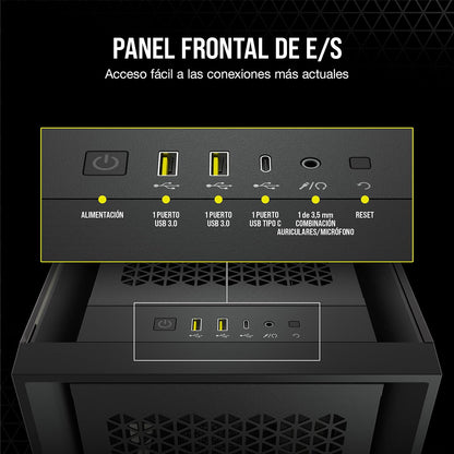 Corsair 5000D Airflow Caja de PC ATX de Torre Media - Negro | Vidrio Templado, 2x Ventiladores de 120 mm Incluidos, Sistema de Gestión de Cables RapidRoute