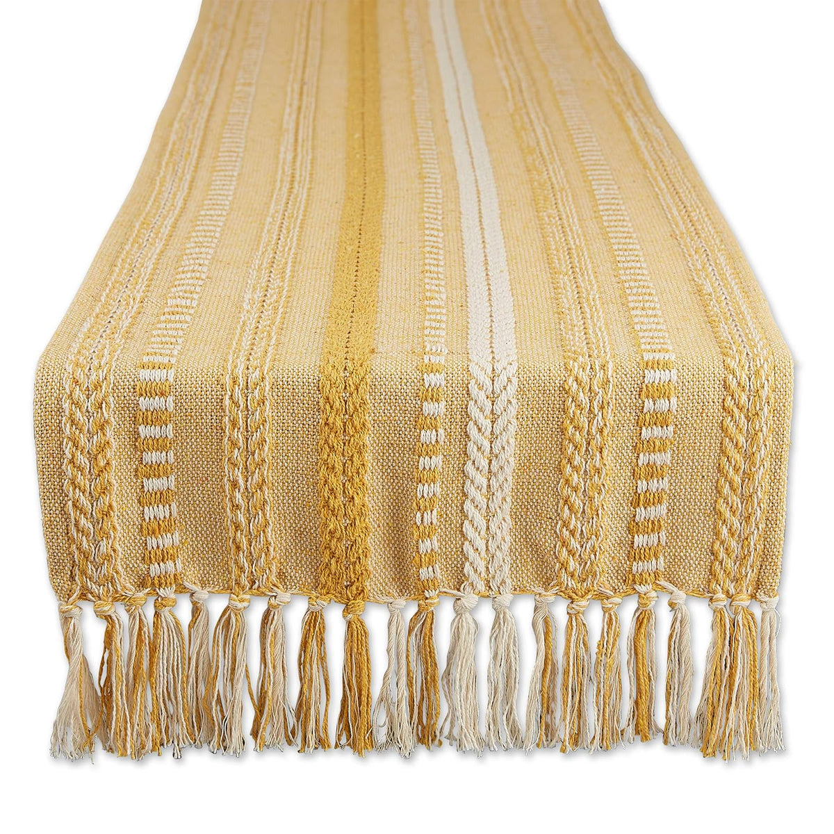 DII Farmhouse Camino de Mesa Trenzado a Rayas - 15x72" - Miel Gold