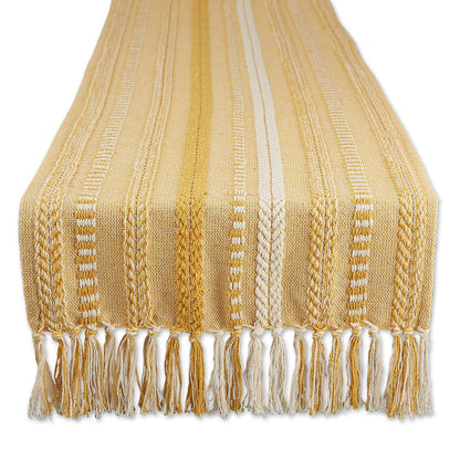 DII Farmhouse Camino de Mesa Trenzado a Rayas - 15x72" - Miel Gold