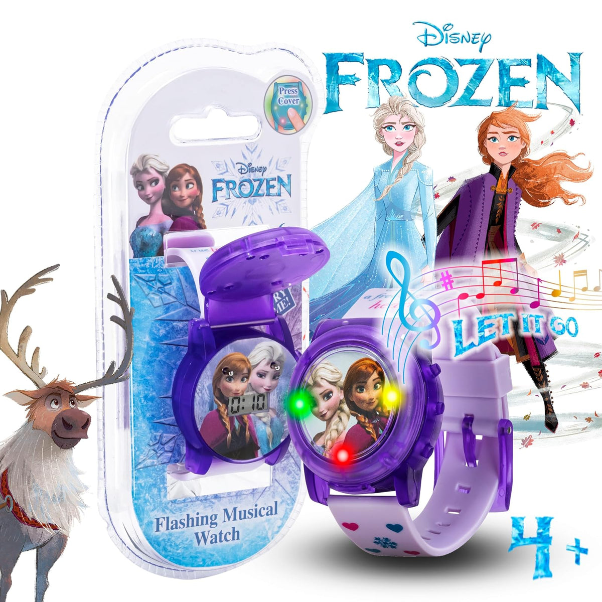 Accutime Disney Frozen - Reloj de pulsera de cuarzo digital LCD con correa, regalo económico y regalo de fiesta para niños, niñas, adultos de todas las edades