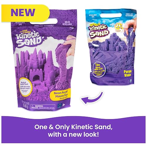 Kinetic Sand, el juguete sensorial de arena moldeable para niños, morada, 907 g, bolsa con cierre hermético, a partir de 3 años