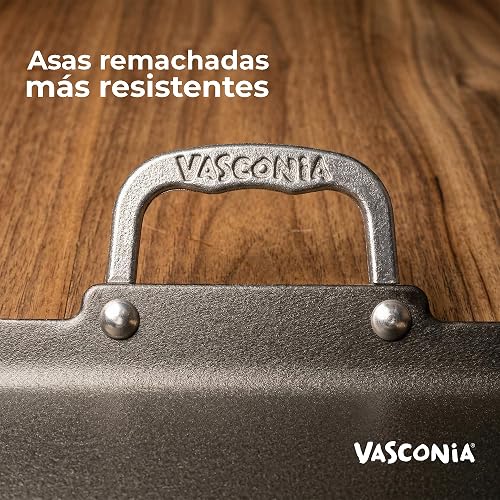 Vasconia | Plancha Doble Lisa Esencial Aluminio Antiadherente Negro 54x29cm | Doble quemador, Cocción uniforme, Recubrimiento interior, Fácil limpieza, Uso diario, Gran capacidad, Libre de PFOA