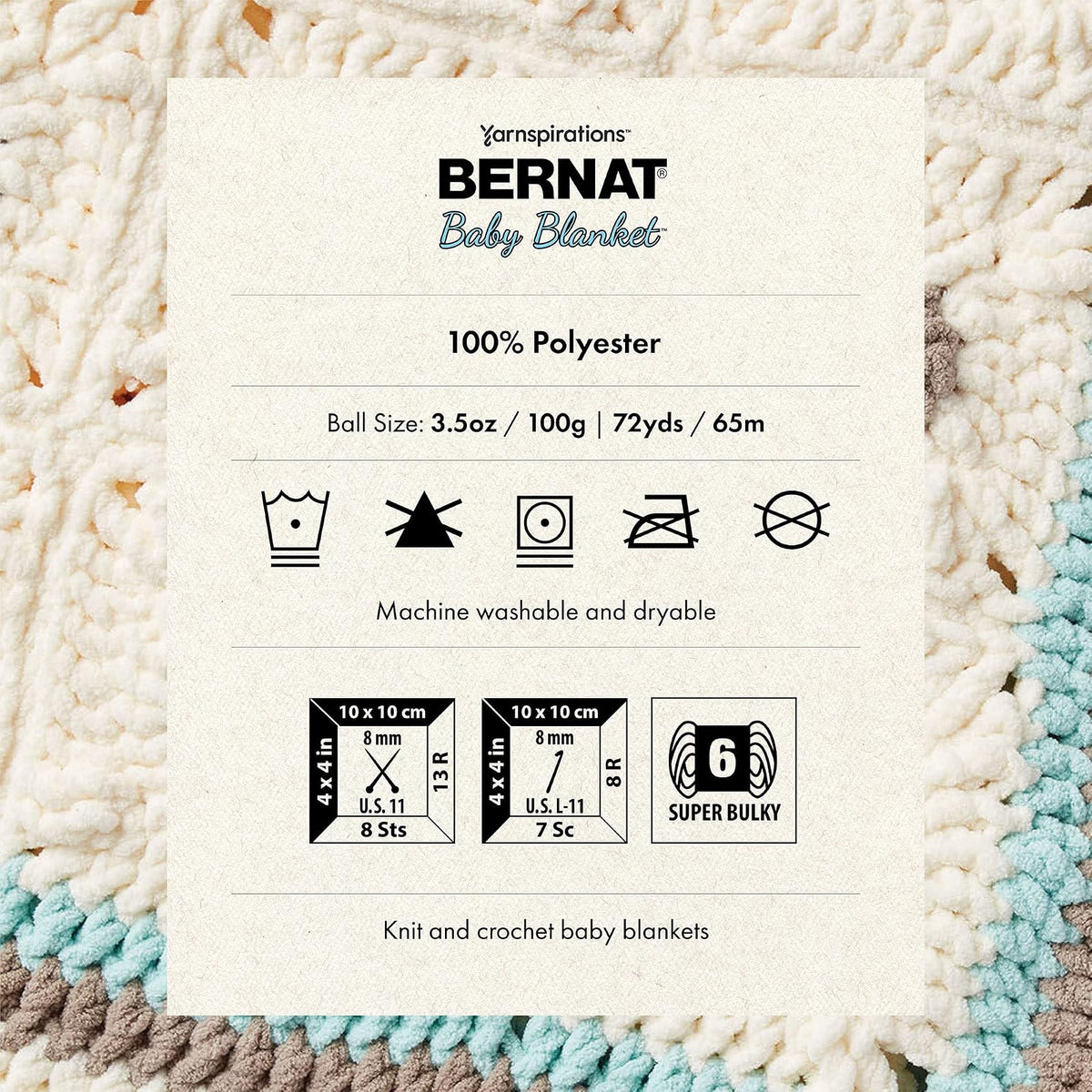 Bernat - Juego de 3 hilos para bebé de 100 g, poliéster, 6 supervoluminosos, 72 yardas, para tejer/ganchillo