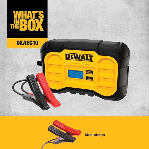DeWalt DXAEC10 Cargador de Batería Profesional de 10 Amperios y Mantenedor de Batería de Goteo, Amarillo