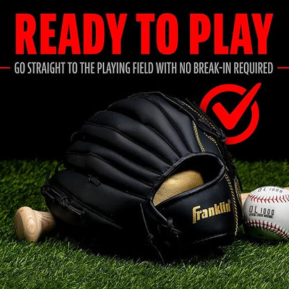 Franklin Sports Guantes de béisbol + softball – Field Master Adulto + Youth Baseball + Softball Guantes – Mano derecha + Guantes de mano izquierda – Infield + Outfield Mitts – Varios tamaños + colores