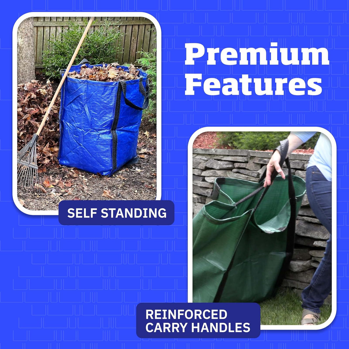 DURASACK Heavy Duty Home & Yard Bag-48 Gallon Woven Polypropylene Bag Reusable Lawn and Leaf Garden Bag (Pack of 1,Green),BB-2028CTN