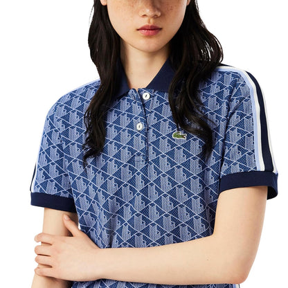 Lacoste Slim Fit Monogram Jacquard Polo Dress Vestido Polo Mujer