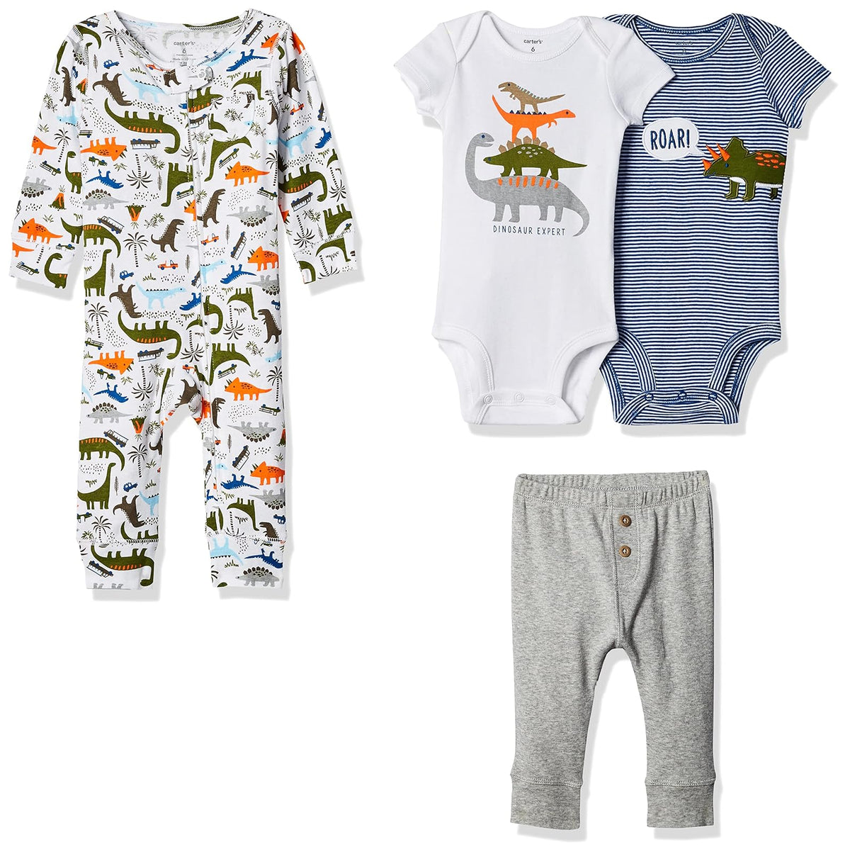Carter's Set de Regalo 4 Piezas para Bebé Niño - Dino - 0-3 Meses