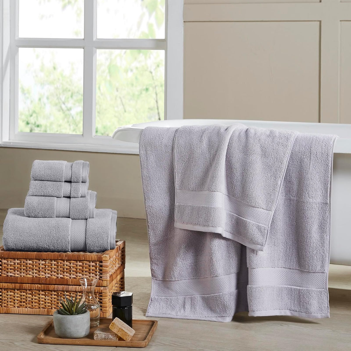 Modern Threads - Juego de Toallas de Secado rápido de 6 Piezas, Felpa y Ultra Absorbente para una Experiencia Similar al SPA, Color Lila