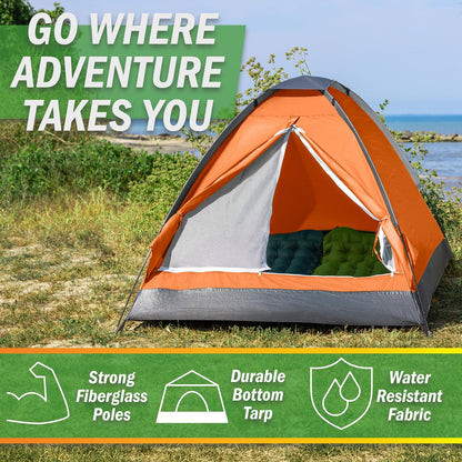 2-Person Camping Tent – Includes Rain Fly and Carrying Bag – Lightweight Outdoor Tent for Backpacking, Hiking, or Beach by Wakeman Outdoors
