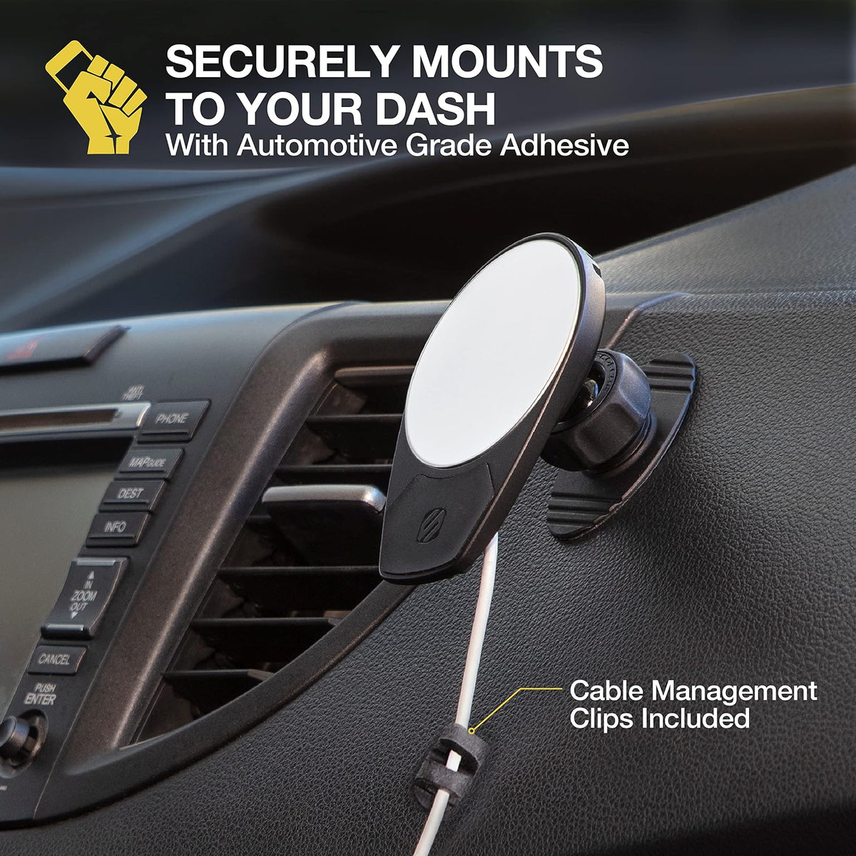 Scosche MSCODVMPD20 MagicMount 4 en 1 Tablero de Instrumentos/ventilación/Brazo oscilante para Cargador inalámbrico MagSafe (Cargador no Incluido) Soporte de Automóvil para Almohadilla de Carga MagSafe