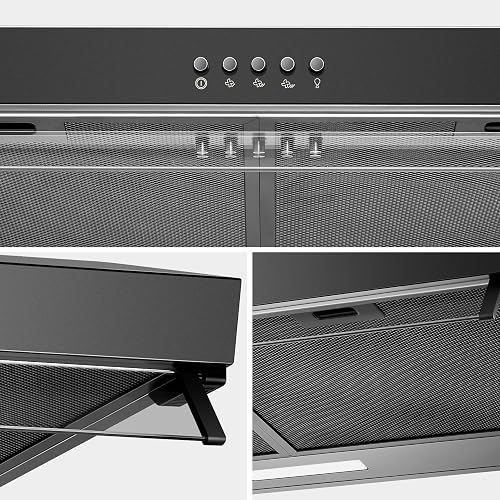Hisense HUH701BS-Campana de Cocina,76cm, 3 Velocidades, Acero Inoxidable | Extracción, Nivel de Ruido, Recirculación, Iluminación LED, Diseño de Campana Telescópica, Filtro de Grasa Lavable