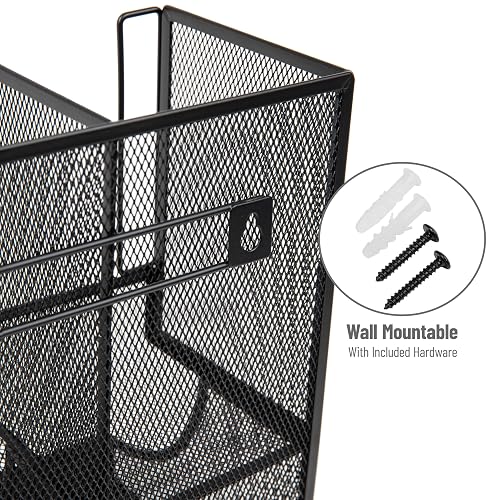 Mind Reader “Flume” Organizador de 6 compartimentos para condimentos y tazas, Malla de metal negro., 1