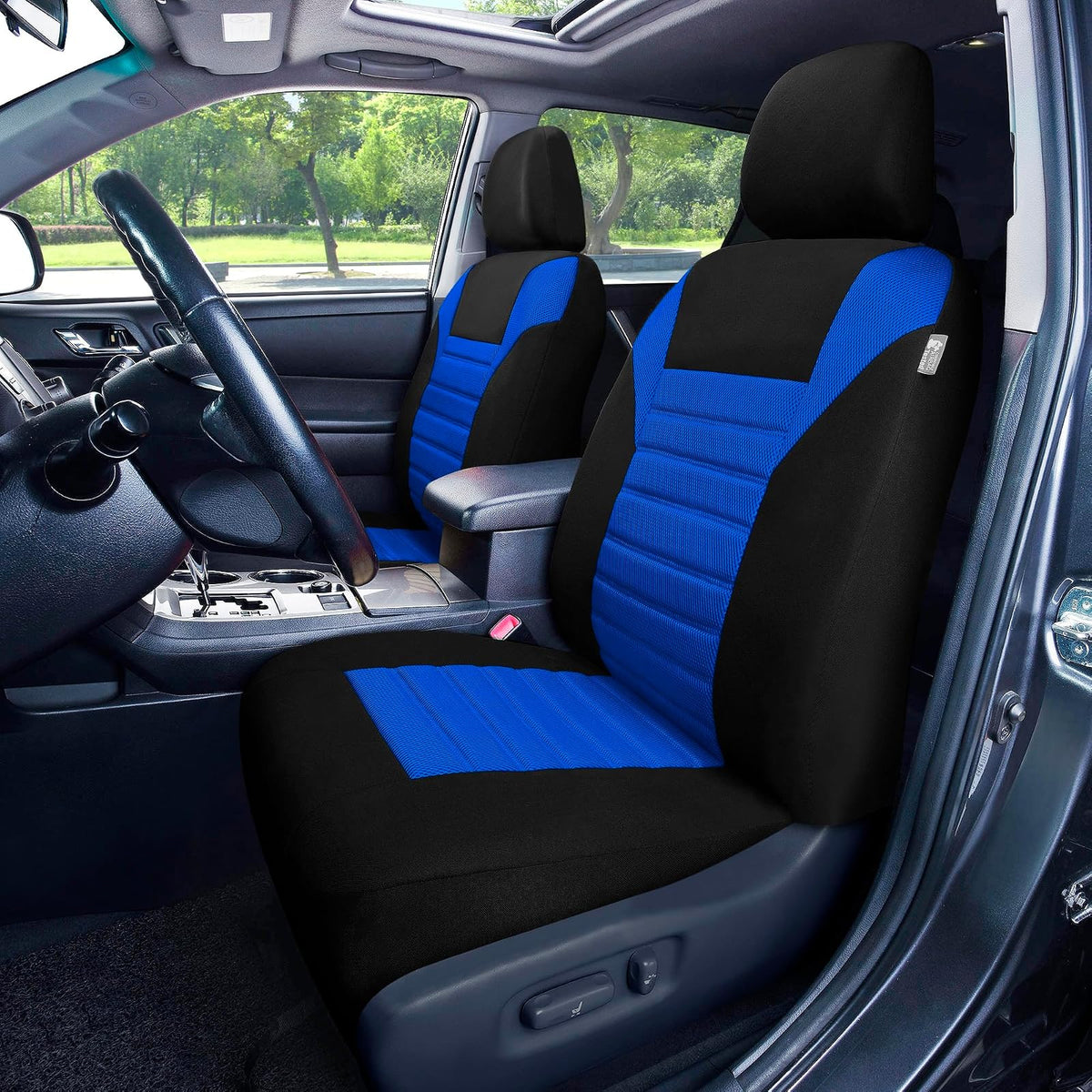 FH Group FB068PURPLE115 - Funda de Asiento de Automóvil Universal púrpura (Compatible con Malla de Aire de diseño en 3D Premium y Banco Trasero Dividido), Azul