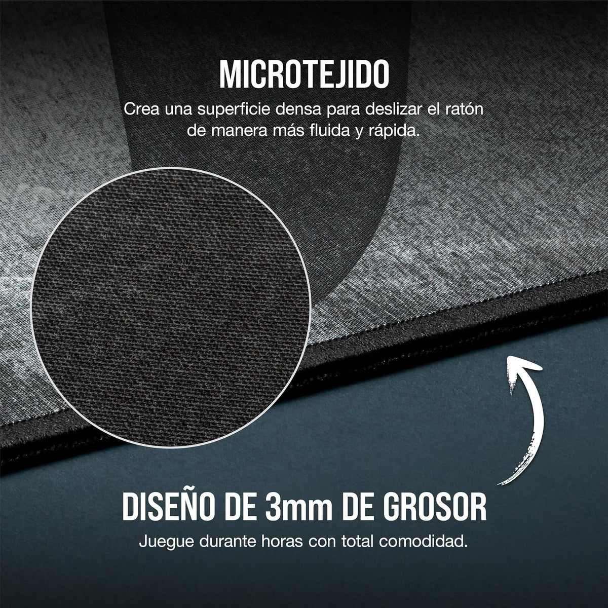 Corsair MM300 Pro Alfombrilla para Juegos - Medio, Negro/Gris | 36 cm x 30 cm, Tela a Prueba de Derrames, Microtejido, Goma Afelpada gruesa 3 mm, Base Goma Texturizada Antideslizante