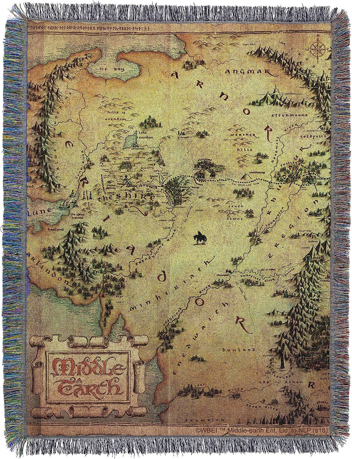 Northwest Lord of The Rings - Manta Tejida de Tapiz The Hobbit, 48 x 60 Pulgadas, Tierra Media