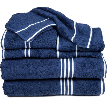 Lavish Home 67-0022-N Towel Set Rio, Navy, 8 Piece
