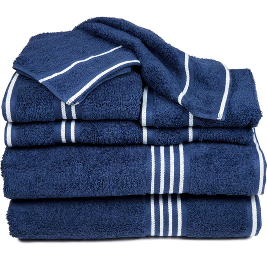 Lavish Home 67-0022-N Towel Set Rio, Navy, 8 Piece