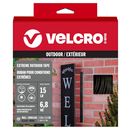 Cinta de montaje Extreme de la marca VELCRO | 20 pies x 1 pulgada, soporta 15 libras | calcomanía fuerte resistente | Montaje en ladrillo, hormigón para colgar, 30702